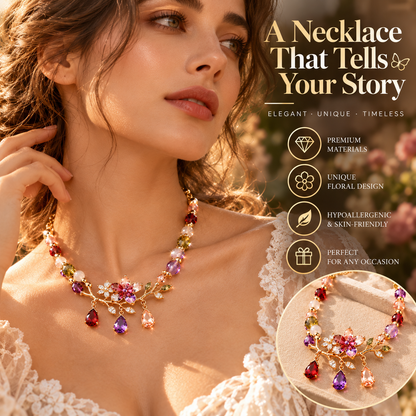 Floral Crystal Bracelet – Elegant Flower Charm Bracelet with Colorful Gemstone Details